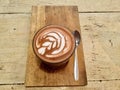 Hot caffe mocha. top view. Delicious drink. Latte. Royalty Free Stock Photo