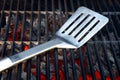 Hot Charcoal Grill With BBQ Tools Royalty Free Stock Photo