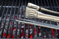 Hot Charcoal Grill With BBQ Tools Royalty Free Stock Photo