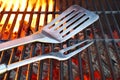 Hot Charcoal Grill With BBQ Tools Royalty Free Stock Photo