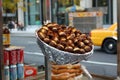 Hot Chestnuts on a New York City Street Royalty Free Stock Photo