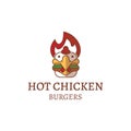 Hot Chicken Burgers Logo Vector Royalty Free Stock Photo