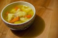 Hot chicken soup with dumplings and carrot Royalty Free Stock Photo