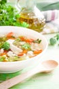 Hot chicken soup with vegetables Royalty Free Stock Photo