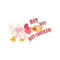 Hot chicken, spicy fire rooster, creative logo design element vector Illustration