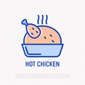 Hot chicken thin line icon