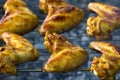 Hot chicken wings on baking tray Royalty Free Stock Photo