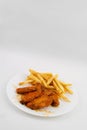 Hot Chicken Wings and French Fries Royalty Free Stock Photo