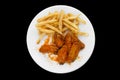 Hot Chicken Wings and French Fries Royalty Free Stock Photo