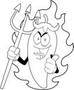 Outlined Devil Hot Chili Pepper Cartoon Character