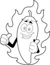 Outlined Smiling Hot Chili Pepper Cartoon Character