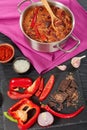 Hot chili con carne, top view Royalty Free Stock Photo