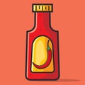 Hot chili ketchup on the bottle vector illustration in flat style Royalty Free Stock Photo