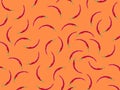 Hot chili pattern. chili pepper isolated on orange background