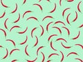 Hot chili pattern. chili pepper isolated on pastel green background