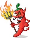 Hot Chili Pepper Devil Cartoon Character