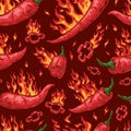 Chili pepper seamless pattern colorful Royalty Free Stock Photo