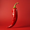 Vibrant Hyperrealistic Red Chili Pepper On Red Background Royalty Free Stock Photo