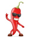 Hot Chili Pepper Sunglasses Happy Character Realistic 3d Design Vector illustration