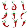 Hot chili pepper vector set isolated