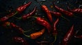 Hot chili pepper with water drops, banner, Generative AI