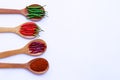 Hot chili pepper on wooden spoon, Royalty Free Stock Photo