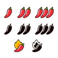 Hot chili peppers icon set Royalty Free Stock Photo