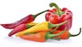 Hot chili peppers isolated on white background.