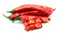 Hot chili peppers isolated on white background