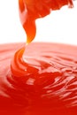 Hot Chili Sauce Pouring from Bottle Royalty Free Stock Photo