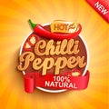 Hot chilli pepper logo, label or sticker.