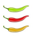 Hot chilli pepper vector set isolated on white background.