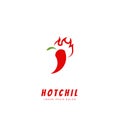 Hot chili peppers with flame logo icon symbol flat style