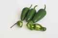 Hot chilli peppers on white background