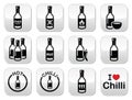 Hot chilli sauce bottle buttons set