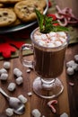 Hot Chocolate with Bits of Candy Cane and Mini Marshmallows