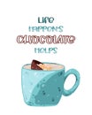 Hot chocolate bomb with marshmallow poster with lettering