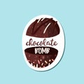 Hot chocolate bomb with marshmallow sticker with lettering