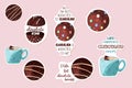Hot chocolate bomb stickers set for planner and diary Royalty Free Stock Photo
