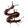 Hot chocolate splash realistic vector Royalty Free Stock Photo