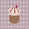 Hot chocolate cherry illustration con panna