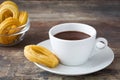 Hot chocolate with churros. Spanish breakfast