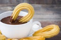 Hot chocolate with churros. Spanish breakfast