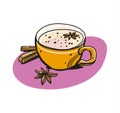 Hot chocolate. Cocoa. Vector illustration. Holidays cocktail