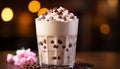 Hot chocolate, coffee, dessert, whipped cream, chocolate, milkshake, ice cream generated by AI Royalty Free Stock Photo