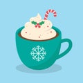 Hot chocolate with cream. Christmas drink