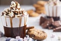 Hot chocolate, cream and marshmallows