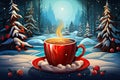 hot chocolate drink on christmas cozy winter day AI generated