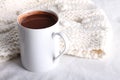 Hot Chocolate Drink In White Mug