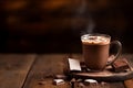 Hot chocolate drink on wooden board. Generate ai Royalty Free Stock Photo
